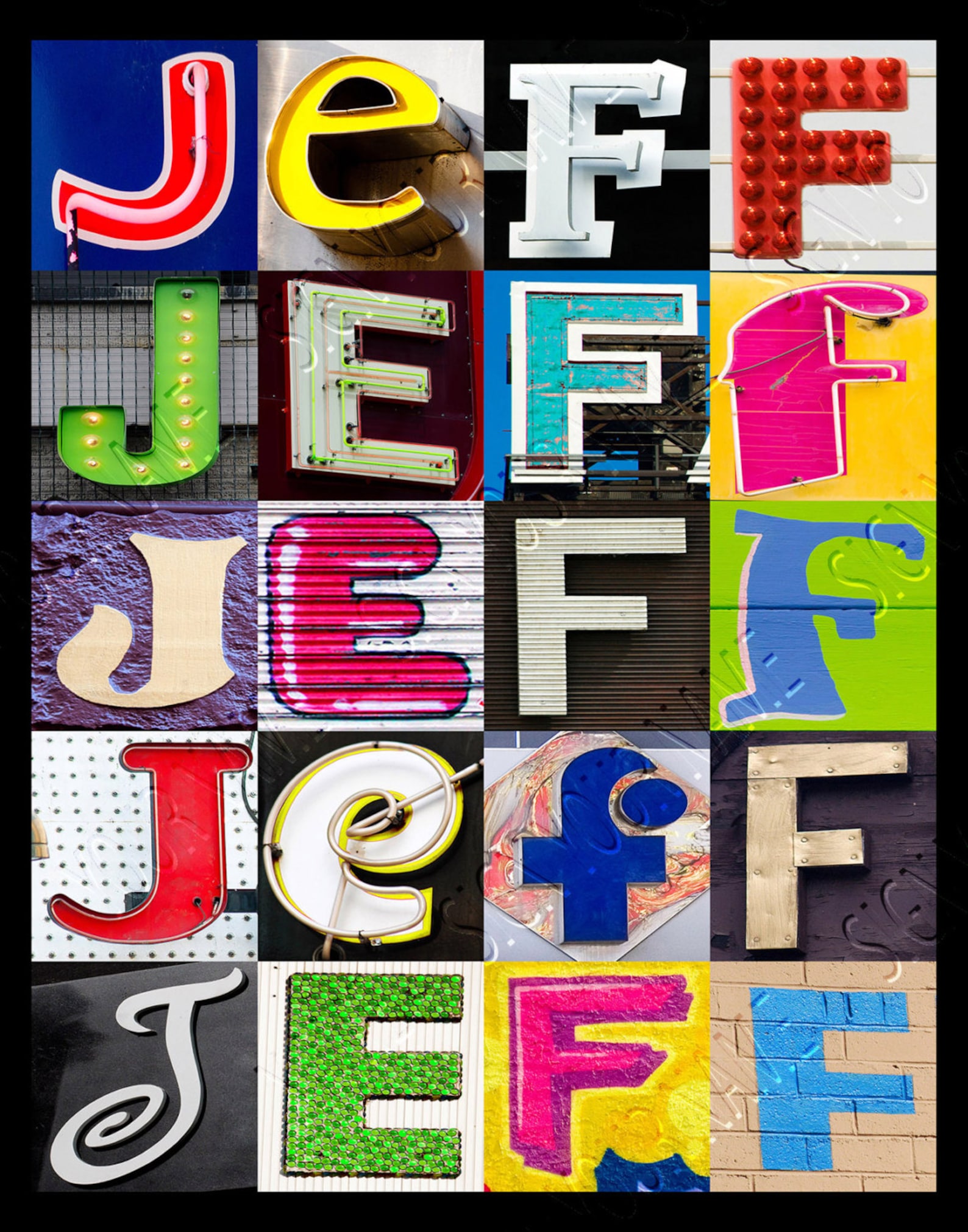 JEFF Personalized Poster Featuring Photos of Alphabet Letters From ...