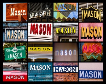 Personalized Poster featuring MASON showcased in photos of actual signs; Art print; Wall decor; Custom wall art; Name poster; Birthday gift