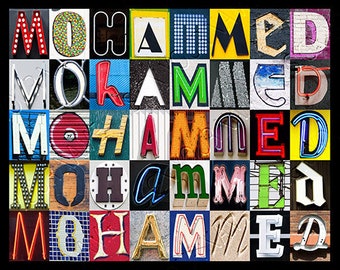 MOHAMMED Personalized Poster featuring photos of letters from signs; Typography print; Wall decor; Custom wall art; Name poster