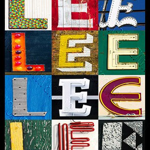Pôster personalizado LEE com fotos de letras assinadas; Impressão tipográfica; Decoração de parede; Arte de parede personalizada; Pôster de nome