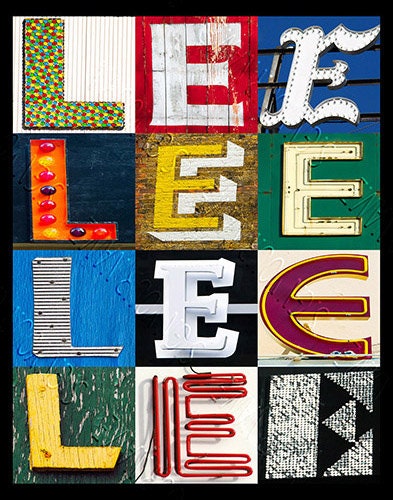 Monogram Lee LEE Personalized Poster Featuring Photos of Sign Letters; Typography ...