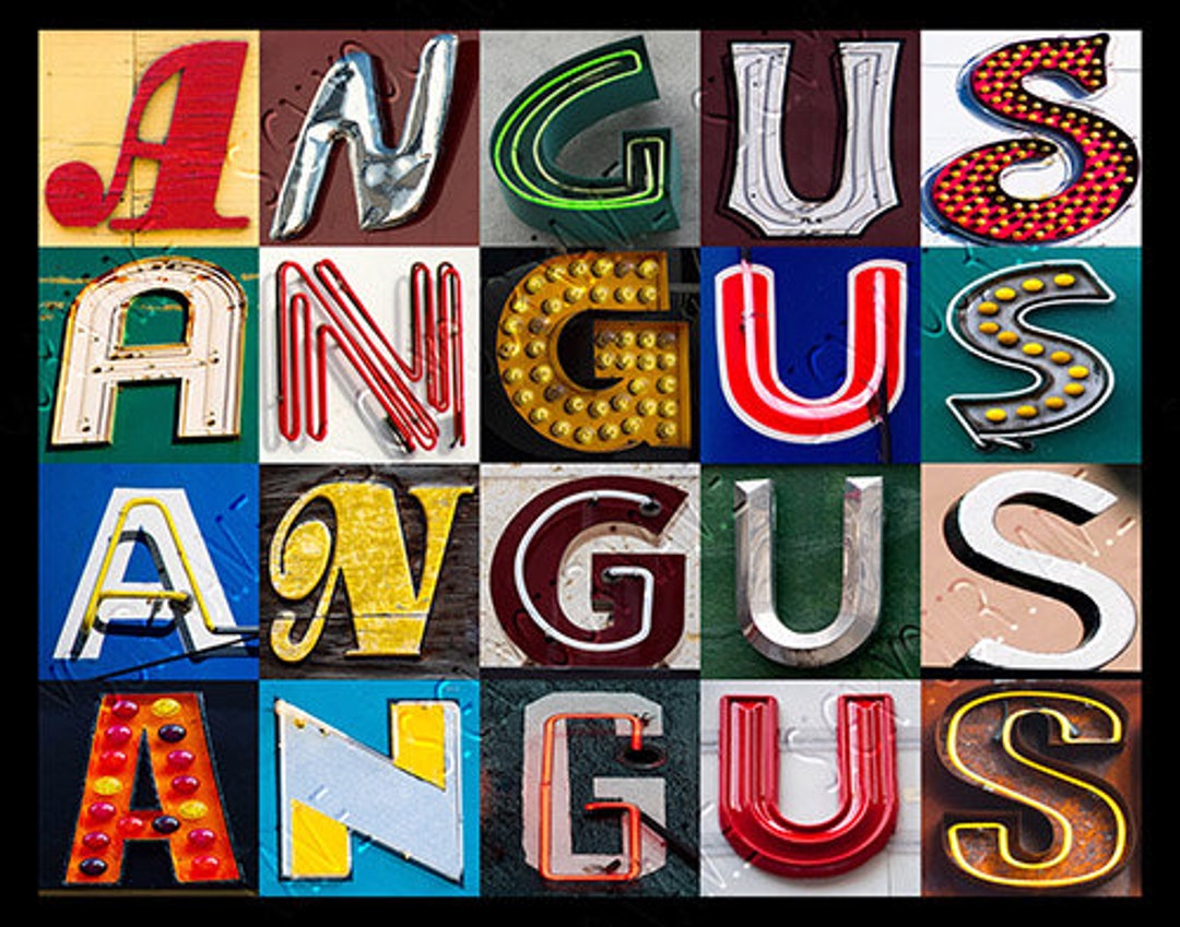 Angus Sign ANGUS Personalized Poster Featuring Photos of Letters From Signs ...