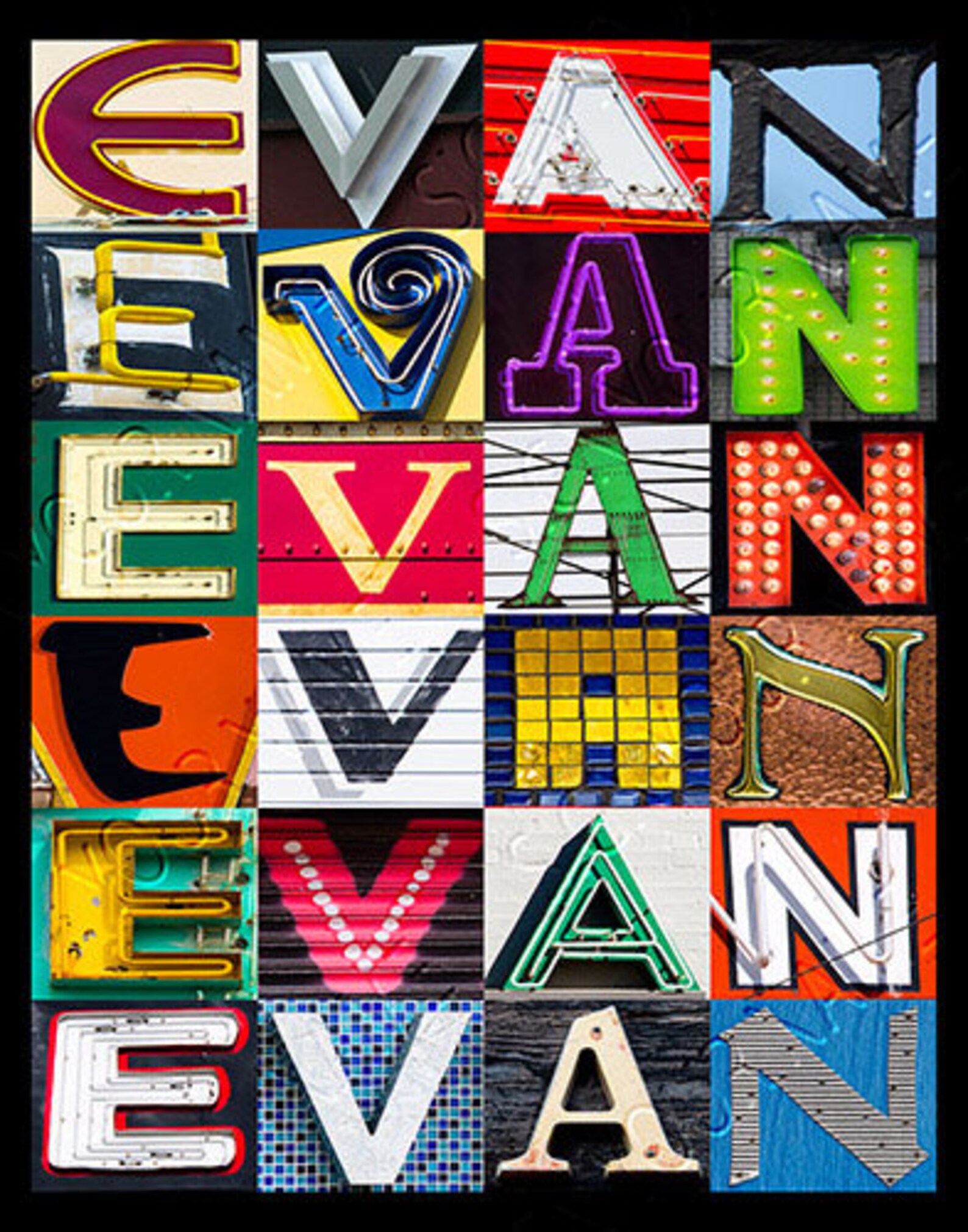 EVAN or EVANS Personalized Poster Featuring Photos of Alphabet Letters ...