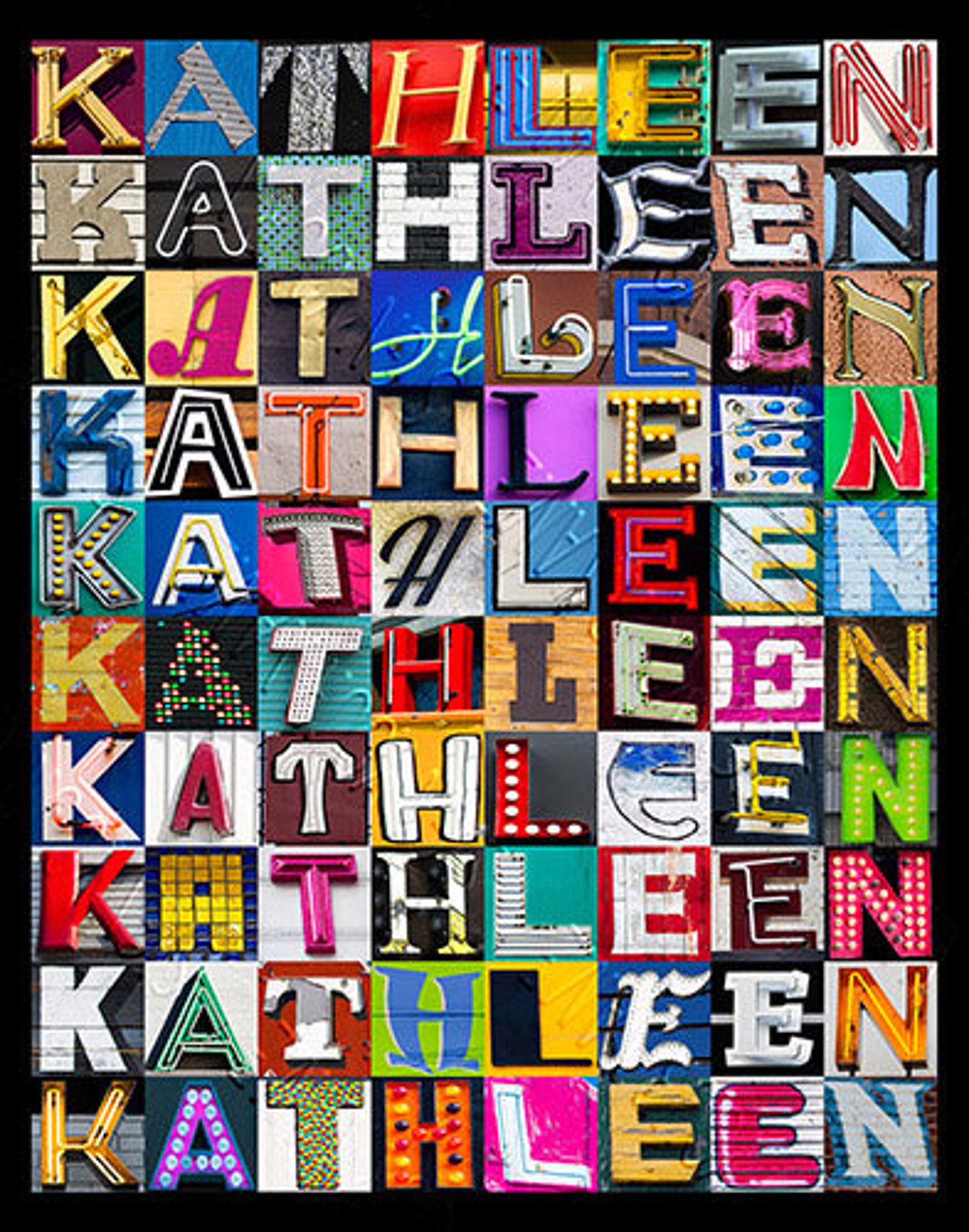 Kathlene Lettering KATHLEEN Personalized Poster Featuring Photos of Letters From Signs ...