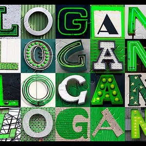 Typography Logan LOGAN Personalized Poster Featuring Photos of Letters From Signs ...