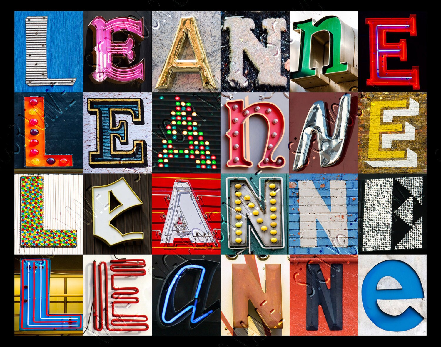 Leann Lettering Drawing Personalized Poster Featuring LEANNE Showcased in Photos of Sign ...
