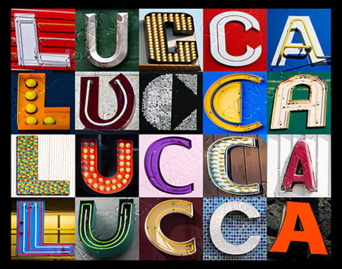 Lucca Lettering Personalized Poster Featuring LUCCA in Photos of Alphabet Letters From ...
