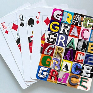 GRACE Personalized Playing Cards featuring the name in letters from photos of actual signs; Deck of cards; Poker; Playing card