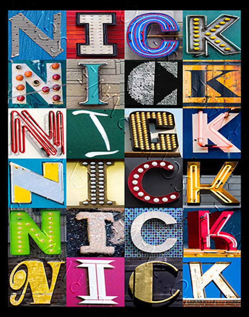 NICK Personalized Poster Featuring Photos of Alphabet Letters From ...