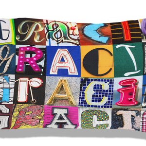 Personalizada de funda de almohada con GRACIE en cartas de la muestra; Fundas de almohada personalizadas; Decoración del dormitorio adolescente; Funda de almohada fresca; Ropa de cama