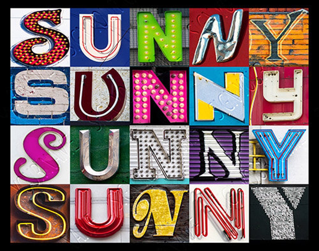 SUNNY Personalized Poster Featuring Photos of Sign Letters Typography