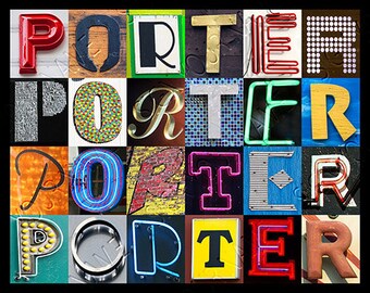 PORTER Personalized Poster featuring the name showcased in photos of actual signs; Art print; Wall decor; Custom wall art