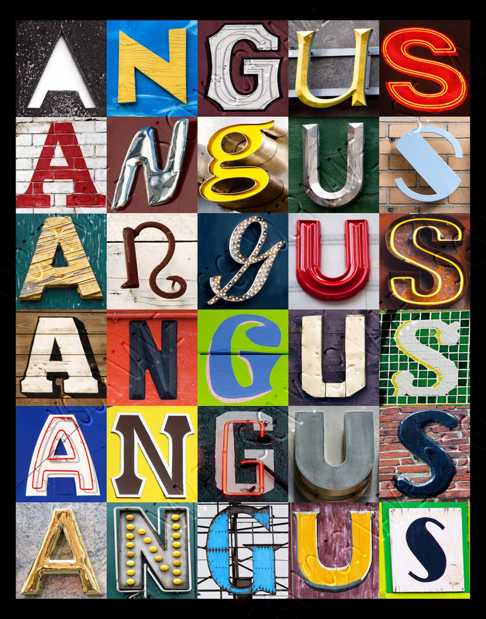 Angus Sign ANGUS Personalized Poster Featuring Photos of Letters From Signs ...