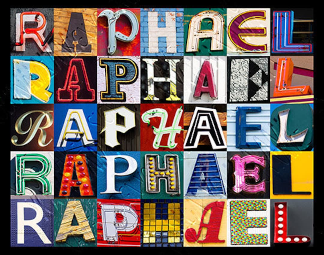 RAPHAEL Personalized Poster Featuring Photos of Alphabet Letters From ...