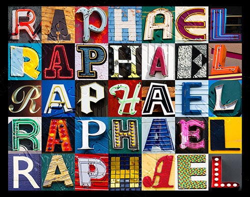 RAPHAEL Personalized Poster Featuring Photos of Alphabet Letters From ...