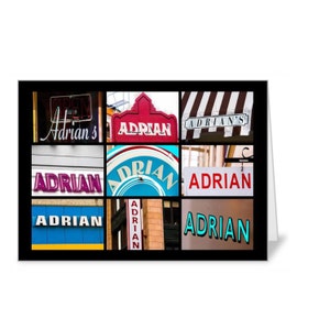 Papeterie personnalisée avec le nom d’ADRIAN dans photos de signes réels ; Cartes de voeux ; Carte de note set ; Papeterie personnalisée