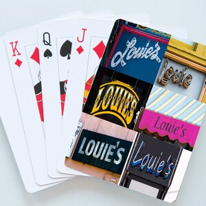 Custom Playing Cards featuring the name LOUIE in actual sign photos; Personalized playing cards; Deck of cards; Poker; Card games