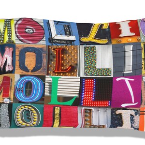 Personalizada de funda de almohada con MOLLIE en cartas de la muestra; Fundas de almohada personalizadas; Decoración del dormitorio adolescente; Funda de almohada fresca; Ropa de cama