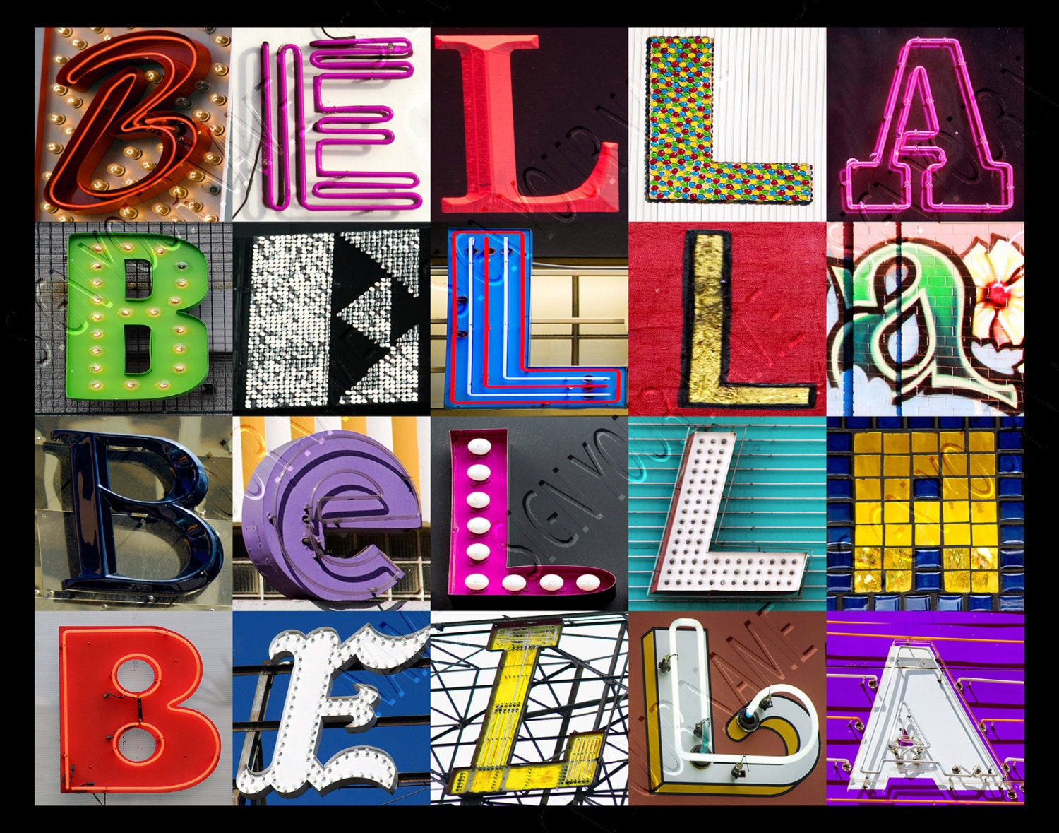 BELLA Personalized Poster Featuring Photos of Letters From Signs ...