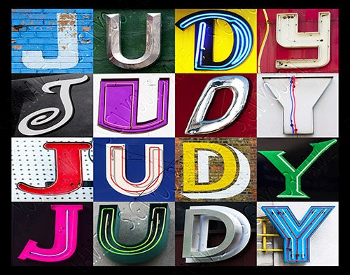 JUDY Personalized Poster Featuring Photos of Letters From Signs ...