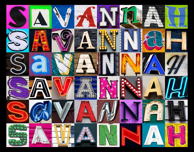 SAVANNAH Personalized Poster Featuring Photos of Sign Letters ...