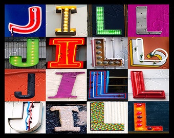JILL Personalized Poster featuring photos of alphabet letters from signs; Typography print; Wall decor; Custom wall art; Name poster