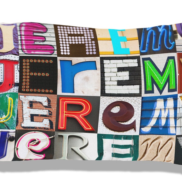 Personalized Pillow Case featuring JEREMY in sign letters; Custom pillowcases; Teen bedroom decor; Cool pillowcase; Bedding