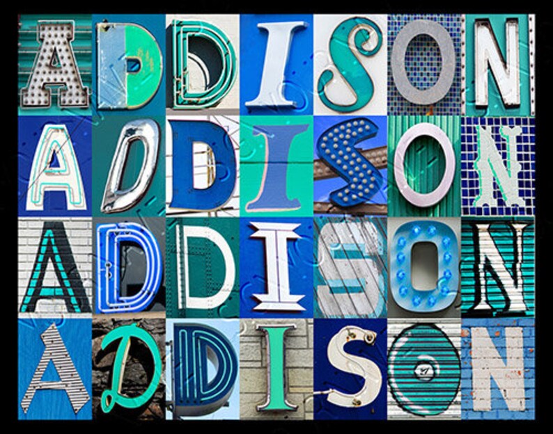 ADDISON Personalized Poster Featuring Photos of Letters From Signs ...