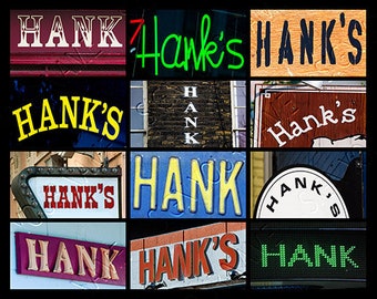 HANK Personalized Poster featuring the name showcased in photos of actual signs; Art print; Wall decor; Custom wall art