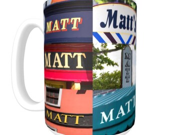 Personalized Coffee Mug featuring the name MATT in photos of signs; Ceramic mug; Unique gift; Coffee cup; Birthday gift; Coffee lover