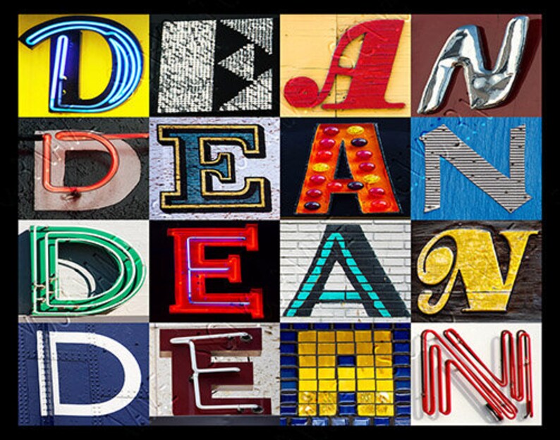 DEAN Personalized Poster Featuring Photos of Letters From Signs ...