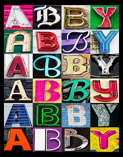 Abby Lettering ABBY or ABBEY Personalized Poster Featuring Photos of Alphabet Letters ...