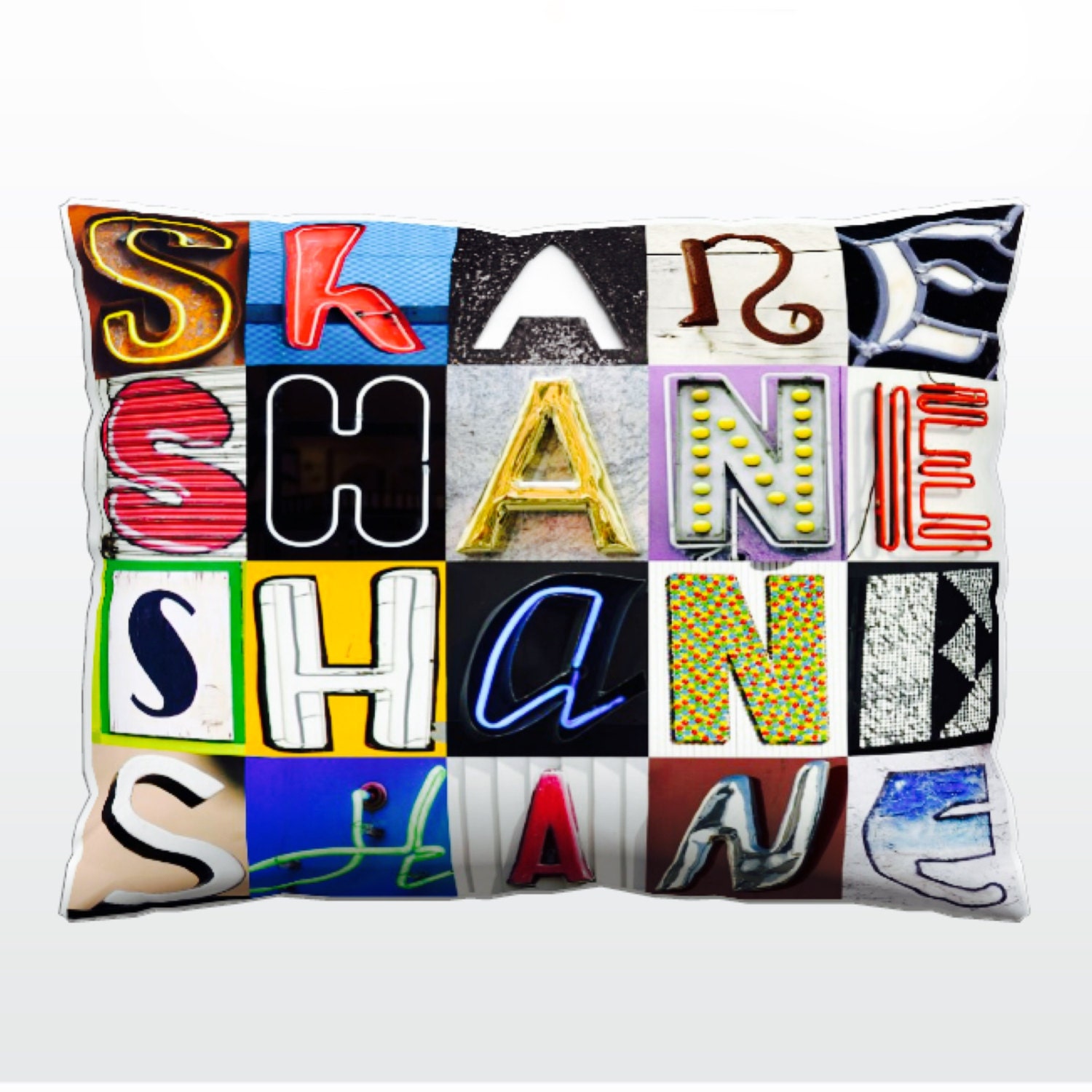 Shane Letters SHANE Personalized Pillow Featuring Photos of Sign Letters; Custom ...