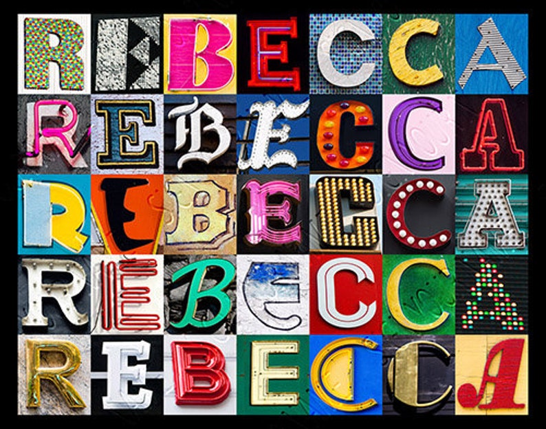 REBECCA Personalized Poster Featuring Photos of Alphabet Letters From ...
