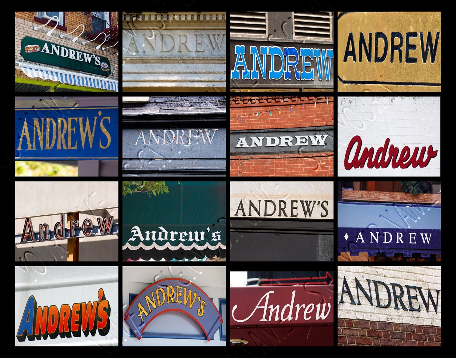 Personalized Poster Featuring ANDREW in Photos of Actual Signs; Art ...
