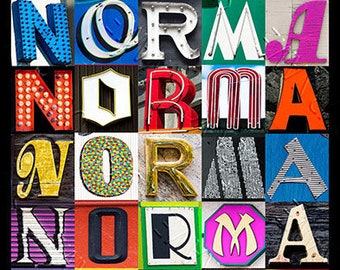 NORMA Personalized Poster featuring photos of letters from signs; Typography print; Wall decor; Custom wall art; Name poster