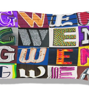 Personalizada de funda de almohada con GWEN en cartas de la muestra; Fundas de almohada personalizadas; Decoración del dormitorio adolescente; Funda de almohada fresca; Ropa de cama