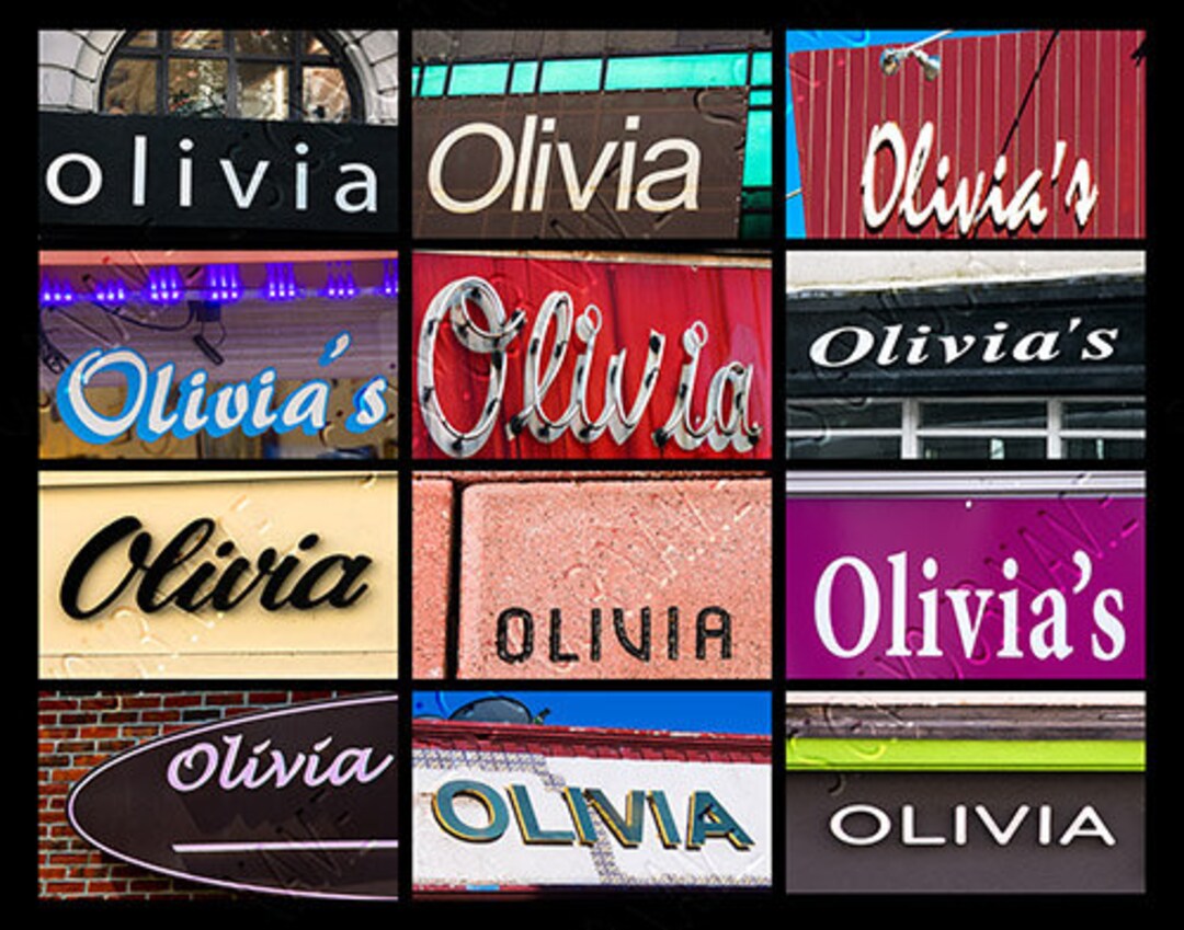 Personalized Poster Featuring OLIVIA Showcased in Photos of Signs; Art ...