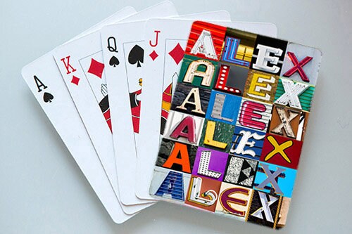 Personalized Playing Cards featuring the name ALEX in letters from photos of actual signs; Deck of cards; Poker; Playing card