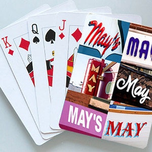 Cartes à jouer personnalisées comportant le nom mai dans réelle signe photos ; Cartes à jouer personnalisées ; Jeu de cartes ; Poker ; Jeux de cartes