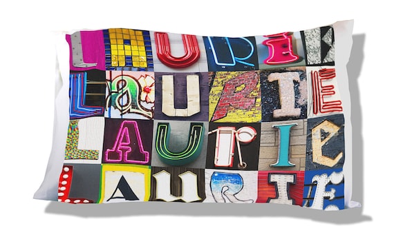 Personalized Pillow Case featuring LUIS in sign letters; Custom pillowcases; Teen bedroom decor; Cool pillowcase; Bedding
