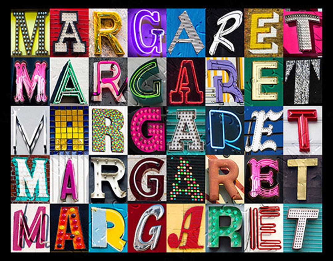 Margaret Lettering MARGARET Personalized Poster Featuring Photos of Sign Letters ...
