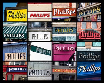 PHILLIPS Personalized Poster featuring photos of signs; Art print; Wall decor; Custom wall art; Name poster; Birthday gift