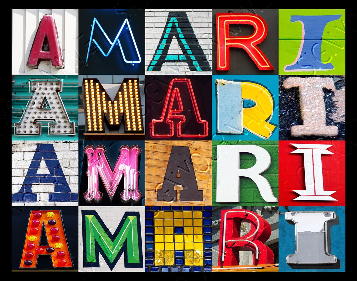 AMARA or AMARI Personalized Poster Featuring Photos of Alphabet Letters ...