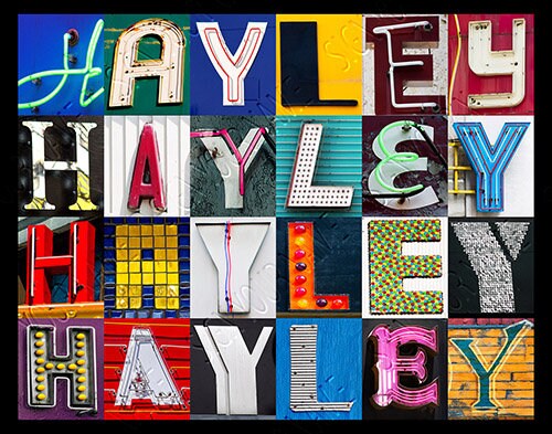 Haylee Sign HAYLEY Personalized Poster Featuring Photos of Alphabet Letters From ...