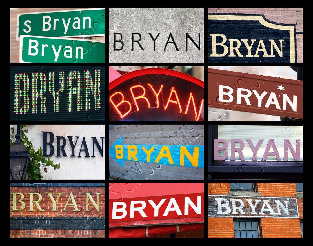 Personalized Poster Featuring BRYAN Showcased in Photos of Actual Signs ...
