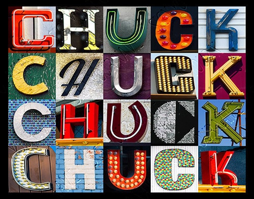Chuck Lettering CHUCK Personalized Poster Featuring Photos of Letters From Signs ...