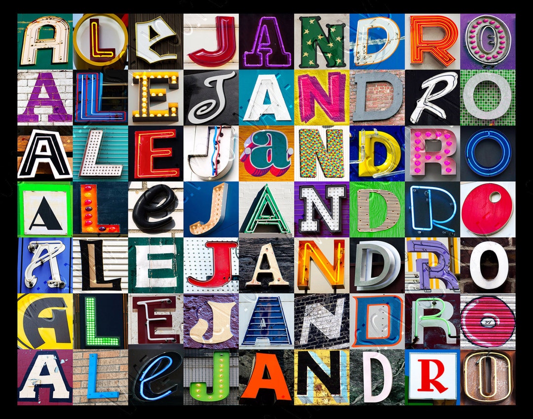 Alejandro Lettering Personalized Poster Featuring ALEJANDRO Showcased in Photos of Sign ...