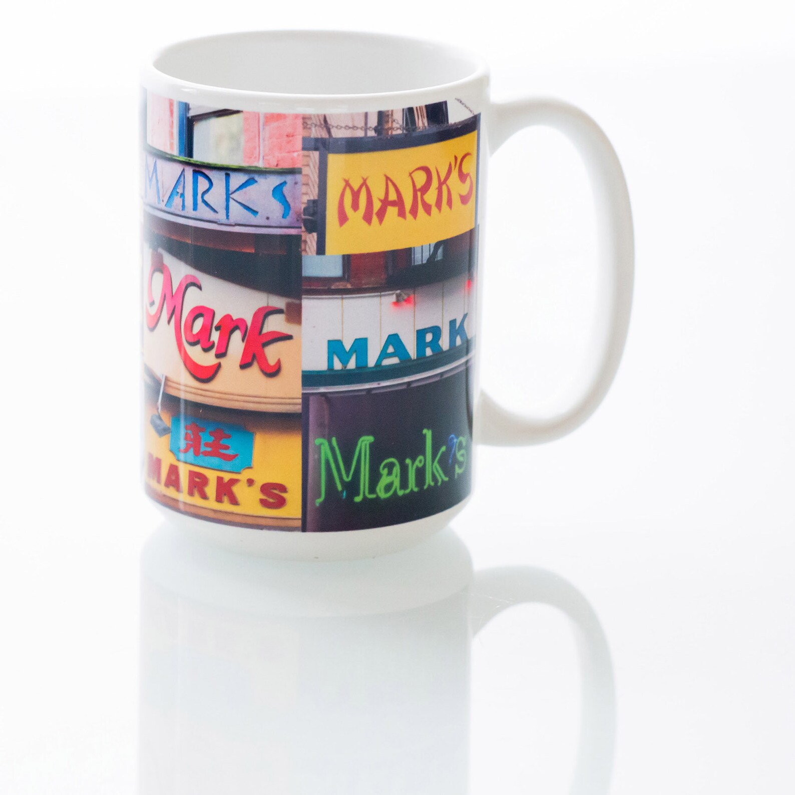 Personalized Coffee Mugs featuring names in photos of actual Etsy