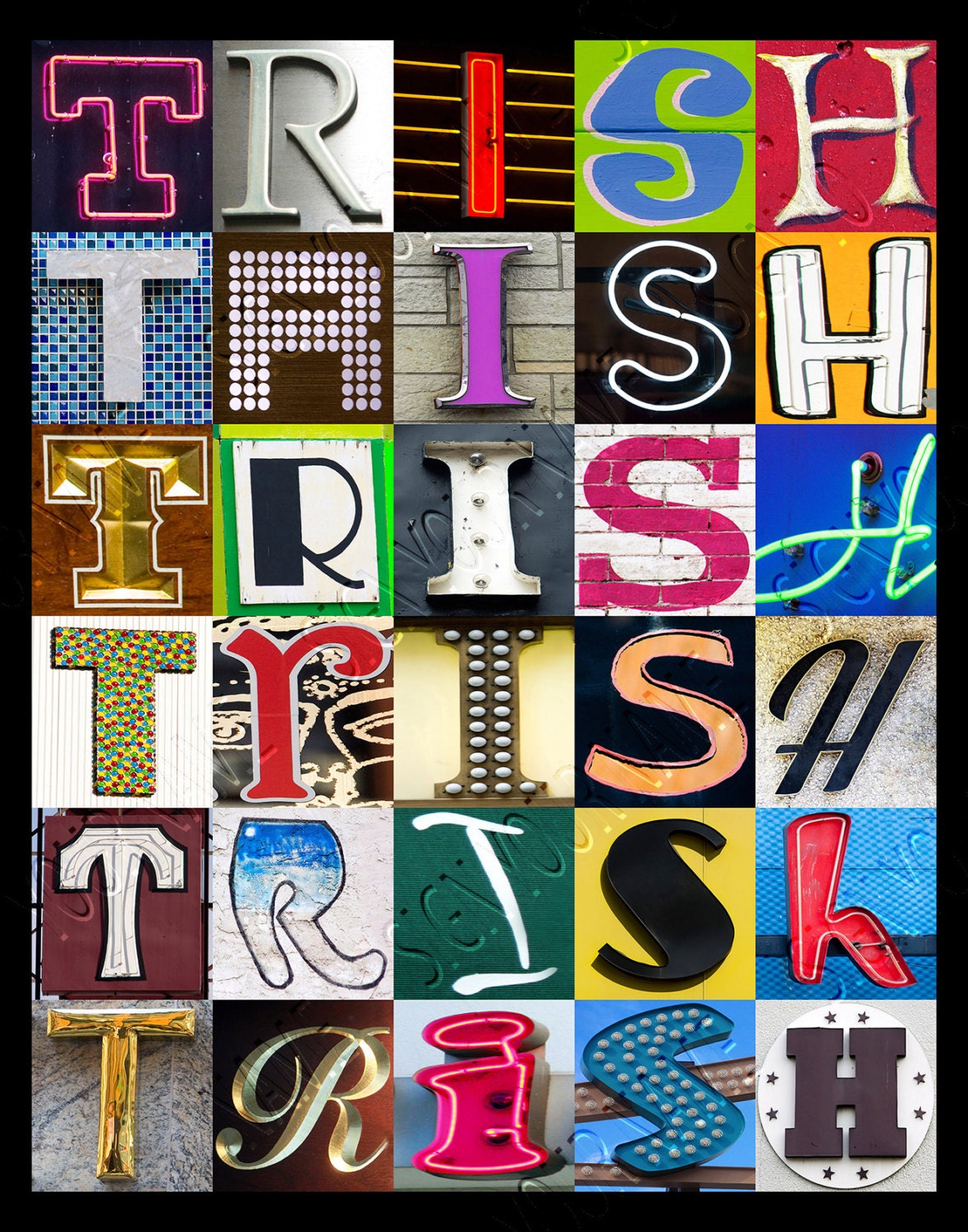 TRISH Personalized Poster Featuring Photos of Alphabet Letters From ...